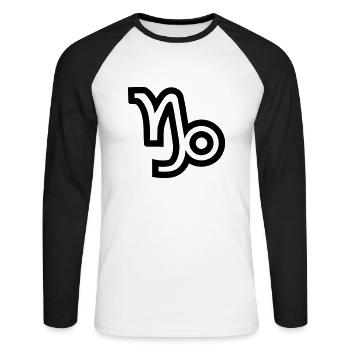 Capricorne - T-shirt baseball manches longues Homme - blanc/noir - Devant - Nik (191cm)
