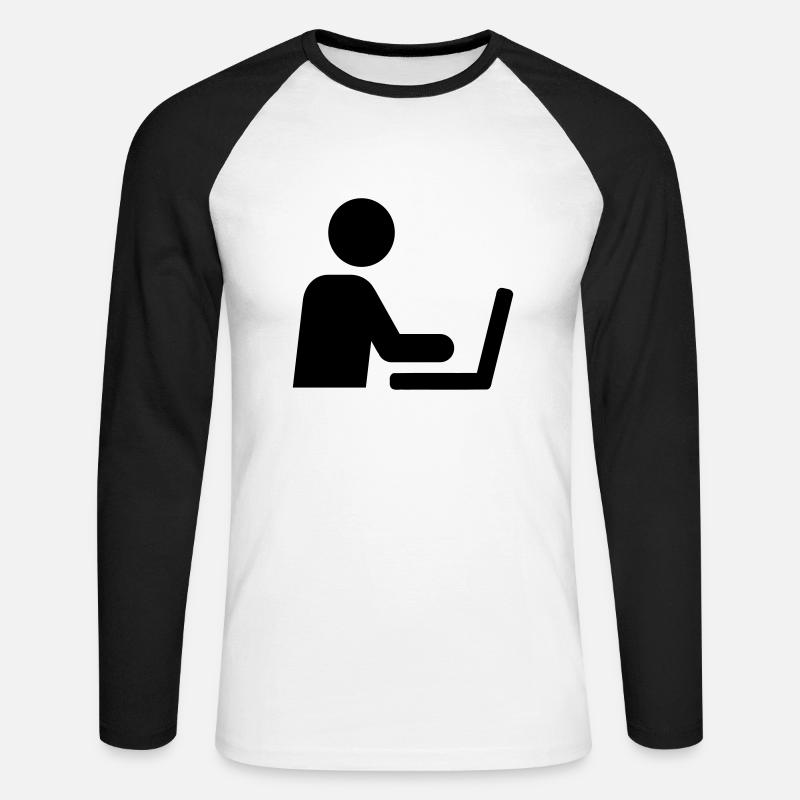Computer - Unisex Baseballshirt langarm - Weiß/Schwarz
