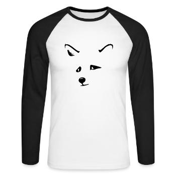 Fuchskopf / fox head (1c) - Unisex Baseballshirt langarm - Weiß/Schwarz - Vorne - Nik (191cm)