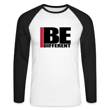 Cool Be Different Logo - T-shirt baseball manches longues Homme - blanc/noir - Devant - Nik (191cm)