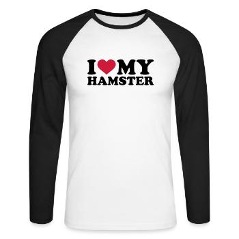 Hamster - Unisex Baseballshirt langarm - Weiß/Schwarz - Vorne - Nik (191cm)