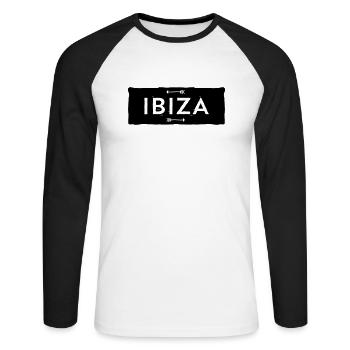 Ibiza - Unisex Baseballshirt langarm - Weiß/Schwarz - Vorne - Nik (191cm)