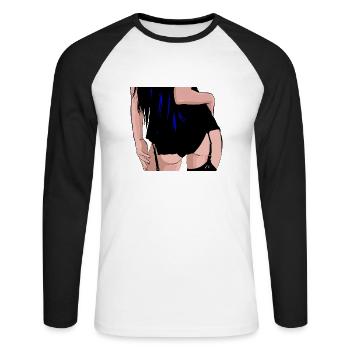 sexy ass, seksowny tyłek, sexy po, knackpo model - Unisex Long Sleeve Baseball T-Shirt - white/black - Front - Nik (191cm)