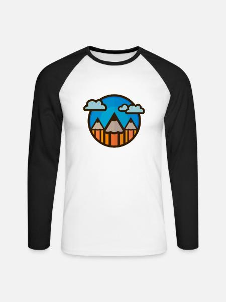 Stifte Landschaft 01 - Unisex Baseballshirt langarm - Weiß/Schwarz