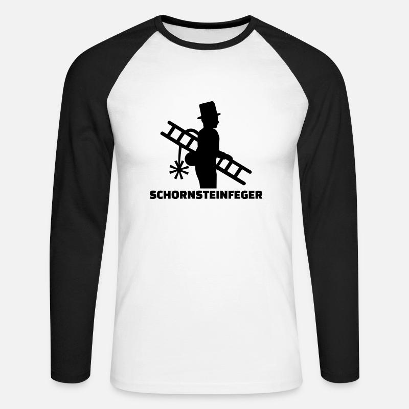 Schornsteinfeger - Unisex Baseballshirt langarm - Weiß/Schwarz