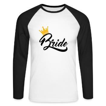 bride - Unisex Baseballshirt langarm - Weiß/Schwarz - Vorne - Nik (191cm)
