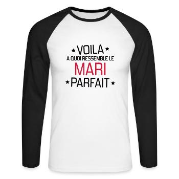Marriage Wedding Husband Mari Love Mariage Ehemann - Unisex Long Sleeve Baseball T-Shirt - white/black - Front - Nik (191cm)