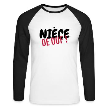 Niece Nichte Nièce Baby Bébé Family - Unisex Long Sleeve Baseball T-Shirt - white/black - Front - Nik (191cm)