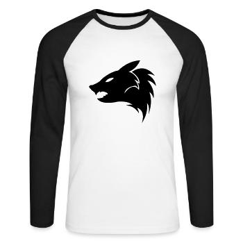 wolf - Unisex Baseballshirt langarm - Weiß/Schwarz - Vorne - Nik (191cm)