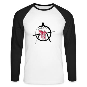 Logo de poing sanglant - T-shirt baseball manches longues Homme - blanc/noir - Devant - Nik (191cm)