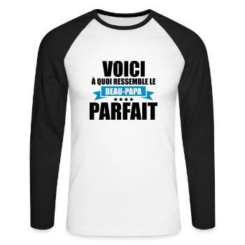 voici a quoi ressemble le beau-papa parfait - T-shirt baseball manches longues Homme - blanc/noir - Devant - Nik (191cm)
