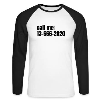 appelez-moi 13666 2020 - T-shirt baseball manches longues Homme - blanc/noir - Devant - Nik (191cm)