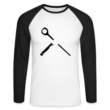 couverts de cuisine - T-shirt baseball manches longues Homme - blanc/noir - Devant - Nik (191cm)