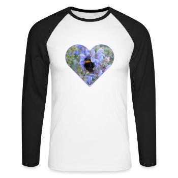 Ein Herz für Hummeln - Unisex Baseballshirt langarm - Weiß/Schwarz - Vorne - Nik (191cm)