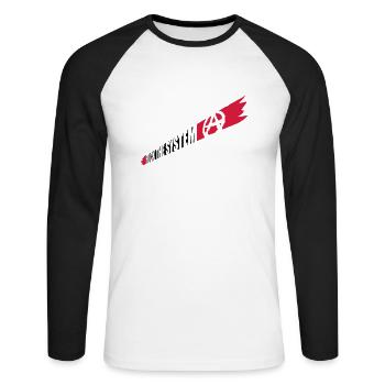 Anarchie Fuck the system - Unisex Baseballshirt langarm - Weiß/Schwarz - Vorne - Nik (191cm)