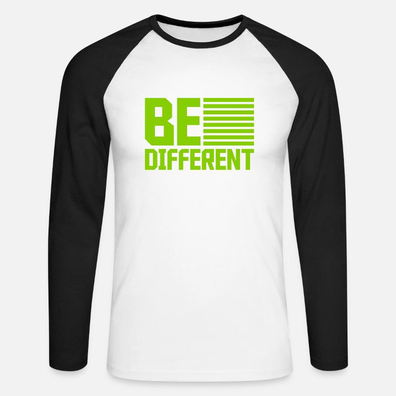 Be different Logo Design - Unisex Baseballshirt langarm - Weiß/Schwarz