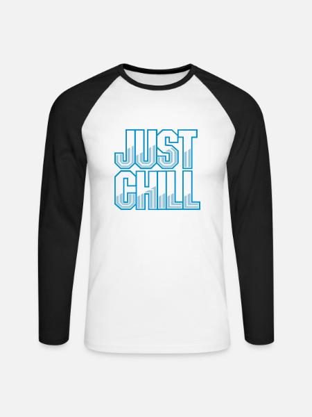Just Chill Text Logo - Unisex Long Sleeve Baseball T-Shirt - white/black