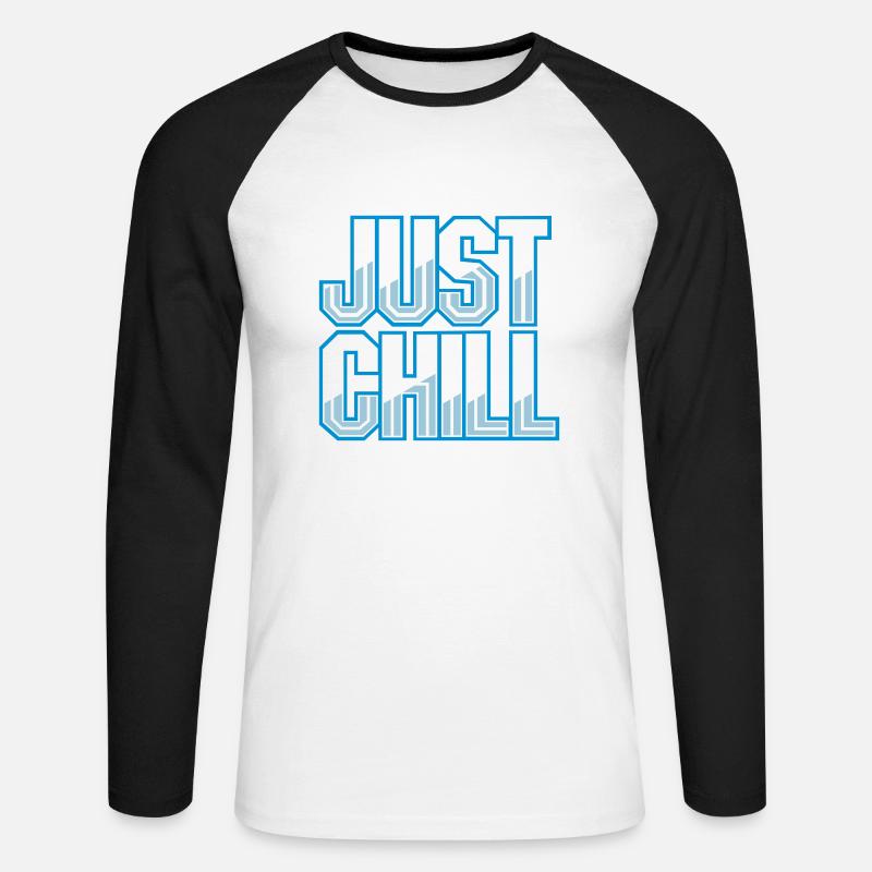 Just Chill Text Logo - Unisex Long Sleeve Baseball T-Shirt - white/black