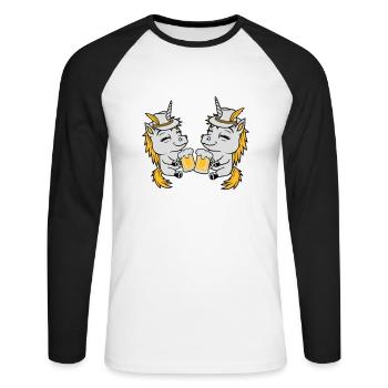 Unicorn Friends Beer Toast - Unisex Long Sleeve Baseball T-Shirt - white/black - Front - Nik (191cm)