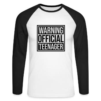 avertissement citation officielle d’adolescent - T-shirt baseball manches longues Homme - blanc/noir - Devant - Nik (191cm)