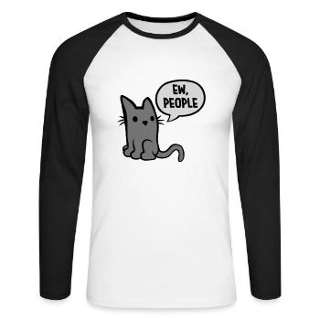 ew people cat pet - Unisex Long Sleeve Baseball T-Shirt - white/black - Front - Nik (191cm)