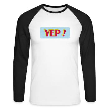 Ja - Unisex Baseballshirt langarm - Weiß/Schwarz - Vorne - Nik (191cm)