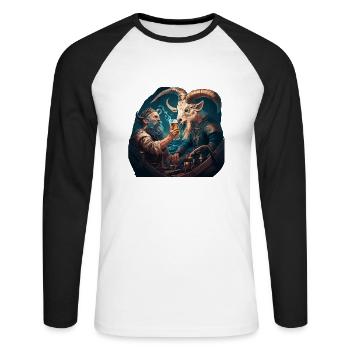 Sailor vs. goat, the battle for beer - Unisex Long Sleeve Baseball T-Shirt - white/black - Front - Nik (191cm)