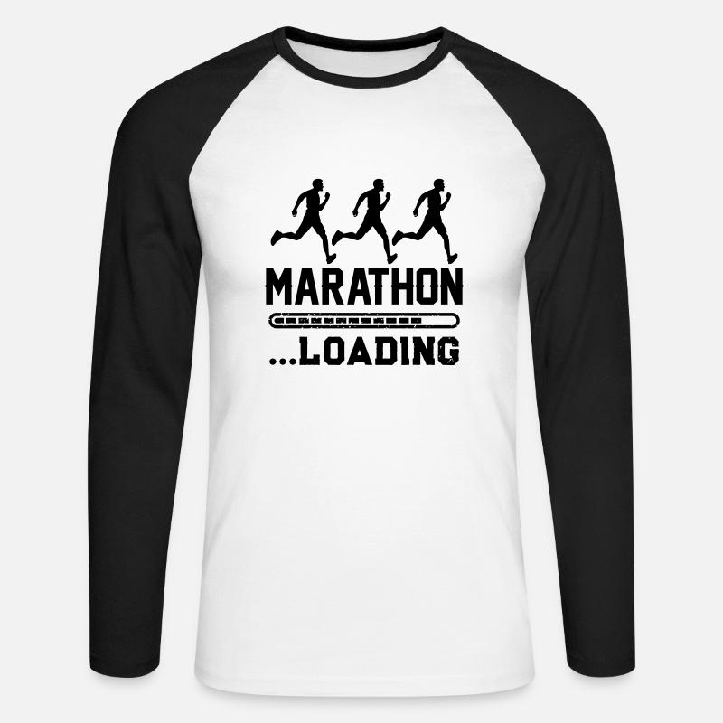marathon loading 1 - Unisex Baseballshirt langarm - Weiß/Schwarz