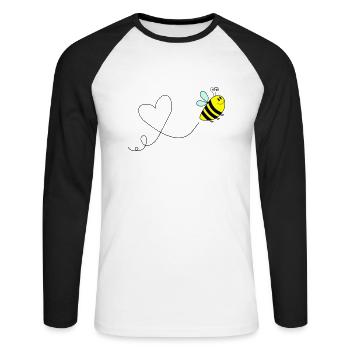 biene comic love 3 - Unisex Baseballshirt langarm - Weiß/Schwarz - Vorne - Nik (191cm)