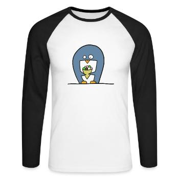 Pingouin à la crème glacée - T-shirt baseball manches longues Homme - blanc/noir - Devant - Nik (191cm)
