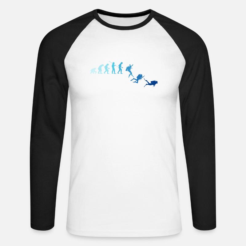 Taucher Evolution Scuba - Unisex Baseballshirt langarm - Weiß/Schwarz