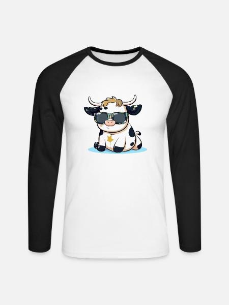 Lola die Kuh - Unisex Baseballshirt langarm - Weiß/Schwarz