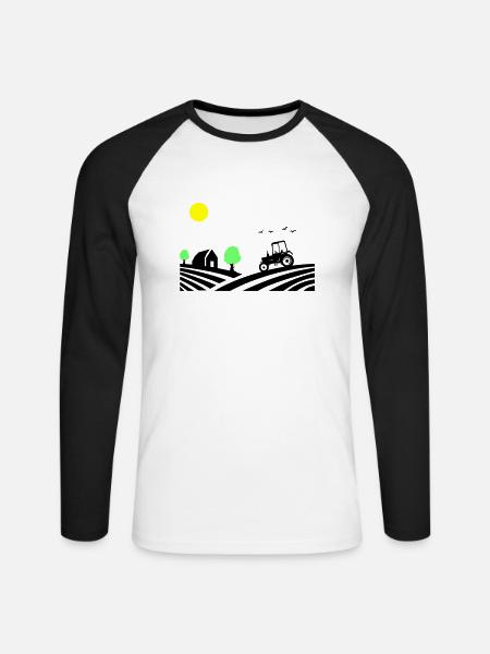 traktor farm - Unisex Baseballshirt langarm - Weiß/Schwarz