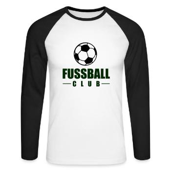 fussball club - Unisex Baseballshirt langarm - Weiß/Schwarz - Vorne - Nik (191cm)