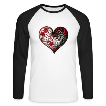 Valentine Heart Herz - Unisex Baseballshirt langarm - Weiß/Schwarz - Vorne - Nik (191cm)