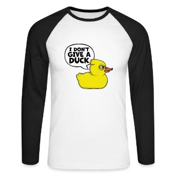 Lustig Ich gebe keine Ente Gummienten Sarkasmus - Unisex Baseballshirt langarm - Weiß/Schwarz - Vorne - Nik (191cm)