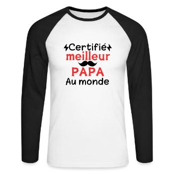 MEILLEUR PAPA AU MONDE - T-shirt baseball manches longues Homme - blanc/noir - Devant - Nik (191cm)