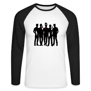 Équipe de palefrenier Bachelor Bachelor - T-shirt baseball manches longues Homme - blanc/noir - Devant - Nik (191cm)