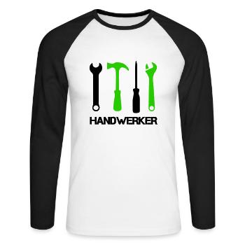 Icônes d’outils - T-shirt baseball manches longues Homme - blanc/noir - Devant - Nik (191cm)