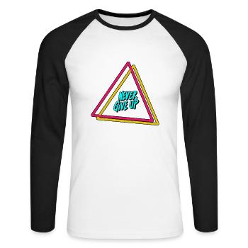 Never give up - Unisex Long Sleeve Baseball T-Shirt - white/black - Front - Nik (191cm)