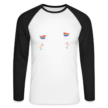 Je ne suis pas gay mais mon copain a 4 ans - T-shirt baseball manches longues Homme - blanc/noir - Devant - Nik (191cm)