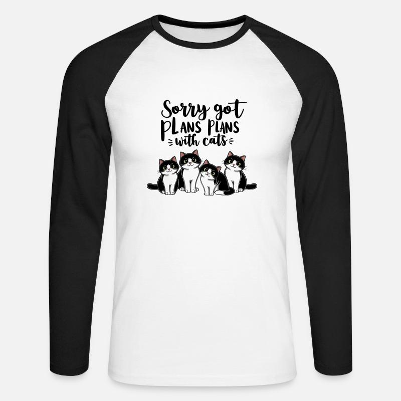 Cats with plans #2 - Unisex Baseballshirt langarm - Weiß/Schwarz