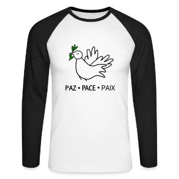 Frieden - Unisex Baseballshirt langarm - Weiß/Schwarz - Vorne - Nik (191cm)