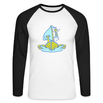 2 enfants Plaisir de la voile Deux frères et sœurs Amis Équipe - T-shirt baseball manches longues Homme - blanc/noir - Devant - Nik (191cm)