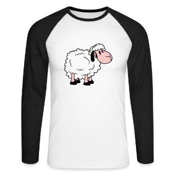 Sheep Baby Stands Cute Cute Lamb Child Cool Comic - Unisex Long Sleeve Baseball T-Shirt - white/black - Front - Nik (191cm)