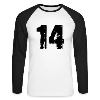 14 - Unisex Baseballshirt langarm - Weiß/Schwarz - Vorne - Nik (191cm)