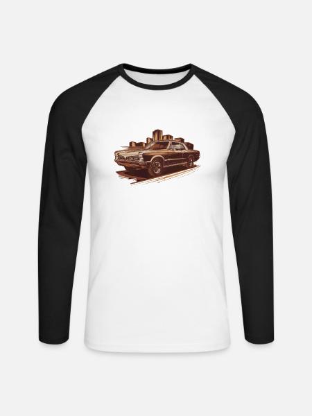 1966 GTO Oldtimer Altes Auto - Unisex Baseballshirt langarm - Weiß/Schwarz