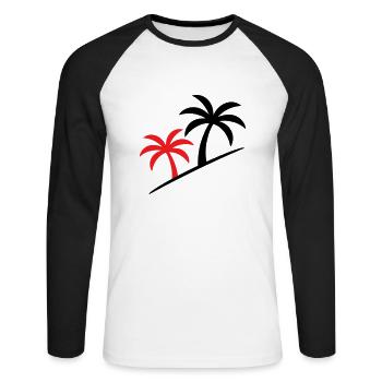 Palmier symbole plage - T-shirt baseball manches longues Homme - blanc/noir - Devant - Nik (191cm)