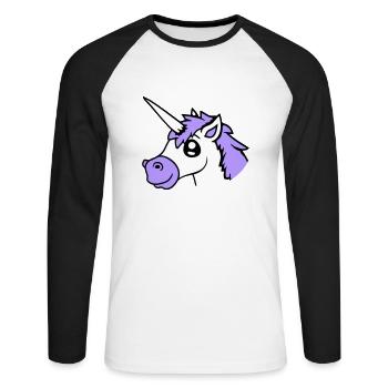 Unicorn Smiles Pretty Friendly Cartoon Horse - Unisex Long Sleeve Baseball T-Shirt - white/black - Front - Nik (191cm)