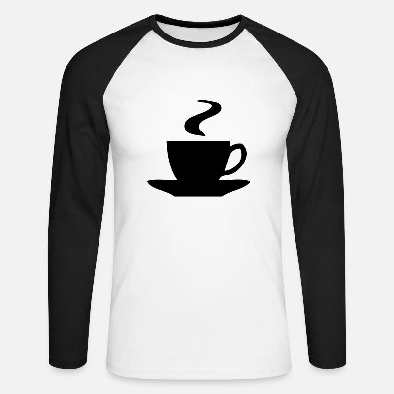 Kaffee - Tee - Unisex Baseballshirt langarm - Weiß/Schwarz